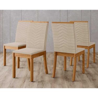 Imagem de Cadeira Sala de Jantar Isa Kit 4 Un Nature/Linho Bege - Henn