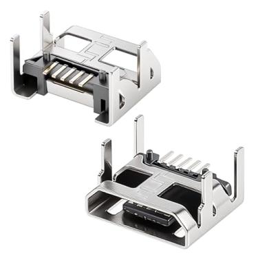 Imagem de FOCMKEAS 10 peças micro USB fêmea conector conector porta, 5 pinos 90 graus agulha longa sem borda, conector SMT SMD porta conector
