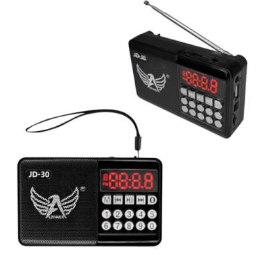 Imagem de Rádio Retrô Portátil JD-30 | Bluetooth, FM/AM | MP3 USB/Pendrive e Cartão SD | Bateria Recarregável 3W (Preto)