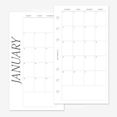 Imagem de MAY PAPER CO. Recarga de agenda mensal clássica 2026, agenda mensal em duas páginas para filofax pessoal e agenda LV MM 6 anéis 9 x 16,75 (meses contínuos, início de segunda-feira)