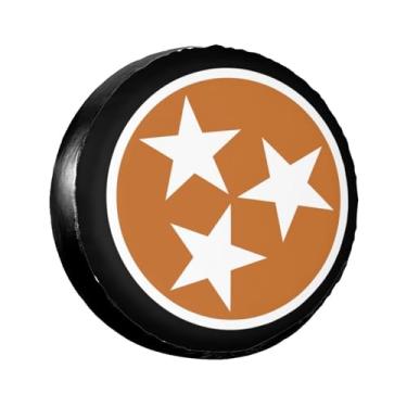Imagem de LOJAOGON Capa de pneu sobressalente Tennessee Tristar Flag Protetores de roda à prova de poeira Capa de pneu de roda para trailer, trailer, areia muitos veículos 35.6 cm