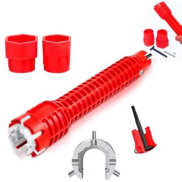 Imagem de Chave Hidráulica Multifuncional com Nível 8 em 1 – Para Porcas, Sifões, Torneiras e Conexões | Com Extrator e Cabeça Substituível