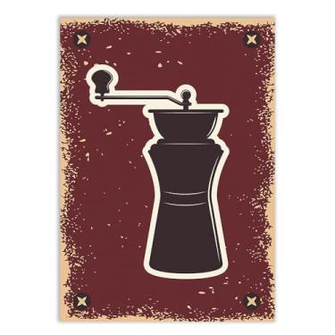 Imagem de Placa Decorativa Café Ilustração Maquina Manual Cozinha Decoração Poster Quarto Sala