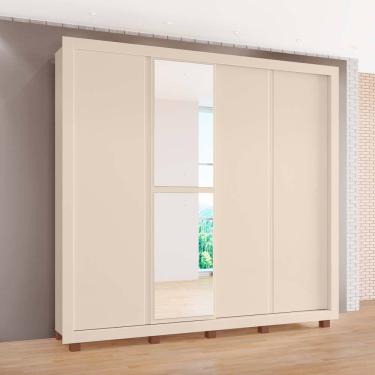 Imagem de Guarda-Roupas Lisboa 100% MDF Tuboarte 2 Portas de Correr 4 Gavetas c/ Kit de Espelhos e Pés