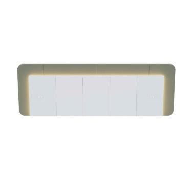 Imagem de Cabeceira Casal Queen 272cm com Led 3000k e Tomadas 100% Mdf Padrão Planejados Mabel Branco/ Verti