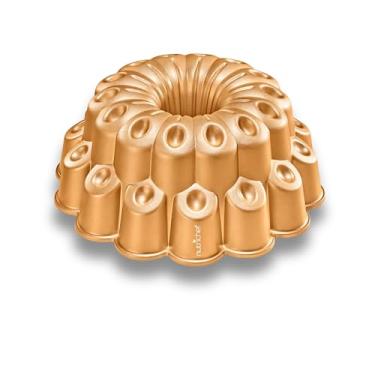 Imagem de NutriChef Forma de bolo Marquise Bundt de 23 cm, assadeira de alumínio fundido grosso e pesado com bordas caneladas de liberação fácil para dourar e assar uniformes, revestimento antiaderente