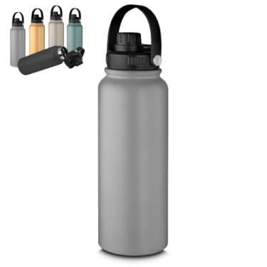 Imagem de Garrafa Térmica Parede Dupla 1,1L em Aço Inox com Alça – Mantém Bebidas Quentes ou Frias por até 16h – Tampa Rosqueável com Vedação de Silicone, LLAM Store (Cinza)