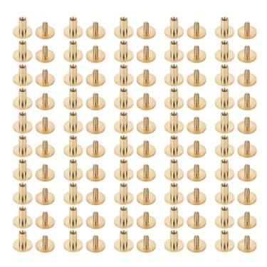 Imagem de Fixadores de couro Kit Rivetes de encadernação de latão sólida para colarinho de cinta parafusos traseiros parafusos de couro Craft Decor de encadernação DIY artesanato 50pcs (10x6mm)
