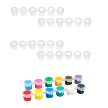 Imagem de 36 tiras de tinta vazias, 10 tiras, mini potes de tinta, potes de tinta com tampas, recipientes de armazenamento de plástico transparente para salas de aula, artes escolares e artesanato (5 ml/4,8 g)