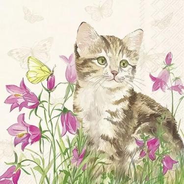 Imagem de Guardanapo para Decoupage Ihr 33x33 Gatinho na Floresta com 2 Unidades