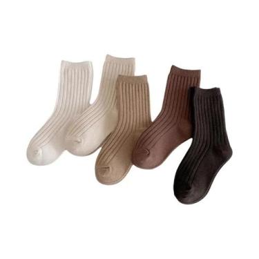 Imagem de Meias De Algodão Para Meninos E Meninas, 5 Pares, Respiráveis, Moda, Q