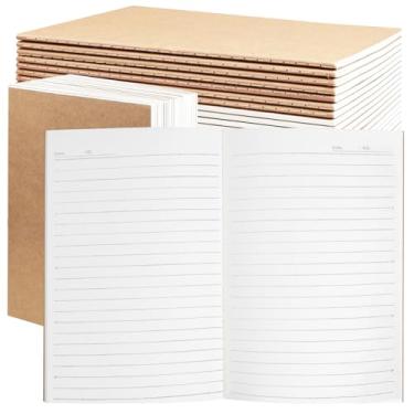Imagem de Pacote com 24 cadernos Kraft A5 a granel, cadernos de papel pautado, caderno de composição de 21 x 14 cm, 60 páginas, conjunto de diário de viagem para trabalho, escola, estudantes, crianças, presente