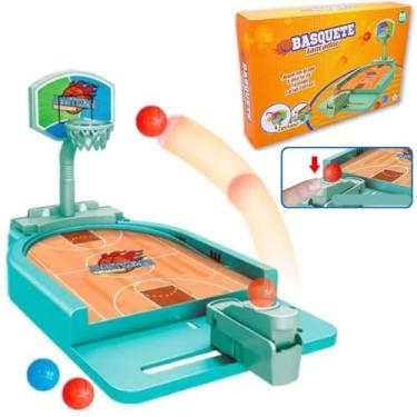 Imagem de MINI BASQUETE COM LANÇADOR DE BOLINHAS JOGO DE MESA QUADRA BASKETBALL TABULEIRO BRINQUEDO INFANTIL JOGAR PONTARIA DIVERSÃO EM FAMILIA INTERATIVO 27CM