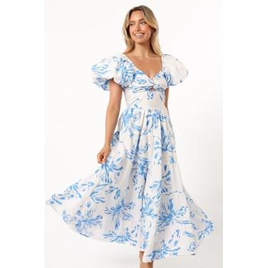 Imagem de Petal & Pup Vestido feminino Dominique Midi, Estampa floral azul, M
