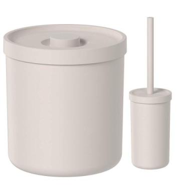 Imagem de Lixeira para Banheiro 6L e Escova Sanitária Bege Bold - Ou