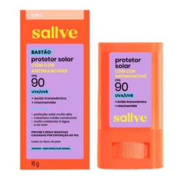 Imagem de Protetor Solar Sallve Bastão com Cor Antimanchas FPS 90 Cor 2 15g