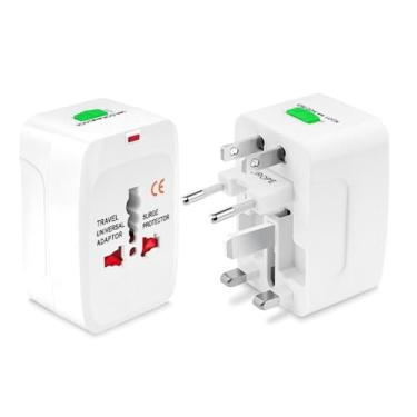 Imagem de Adaptador Universal de Tomada para Viagem Internacional Bivolt 110-250V com Trava de Segurança Portátil Compatível com EUA, Europa, Ásia e Brasil