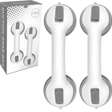 Imagem de Pacote com 2 barras de apoio para banheiras e chuveiros – Barra de sucção forte de 30,5 cm, alça de chuveiro removível para deficientes em vaso sanitário para idosos e idosos com alça de segurança de