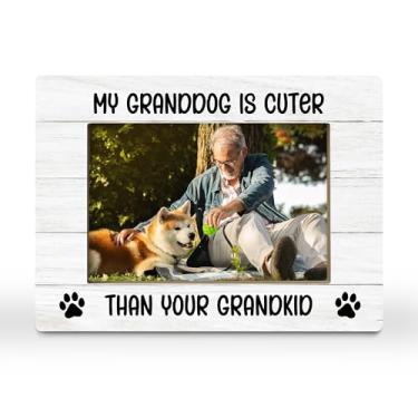 Imagem de CGBHW Porta-retratos para cães, avós, amantes de vovós, donos, presentes, My Granddog Is Cuter Than Your Grandkid Porta-retrato engraçado, 10 x 15 cm, horizontal para exibição de mesa