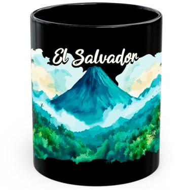 Imagem de Caneca de café de cerâmica El Salvador 325 ml Bandeira da América Central Orgulho do país - Caneca de chá e café com aderência confortável - Copo de presente divertido exclusivo para escritório ou