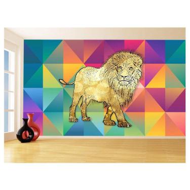 Imagem de Papel De Parede Animais Pop Art Leão Rei Selva 3,5M Pxa46