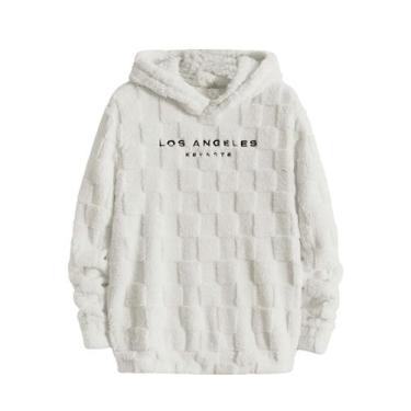 Imagem de Moletom masculino com capuz Verdusa, pulôver felpudo, branco, GG