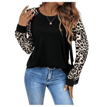 Imagem de Camiseta feminina RoseSeek com estampa camuflada de manga comprida e g