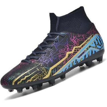 Imagem de Tênis de futebol masculinos de futebol com pontas longas, couro e borr