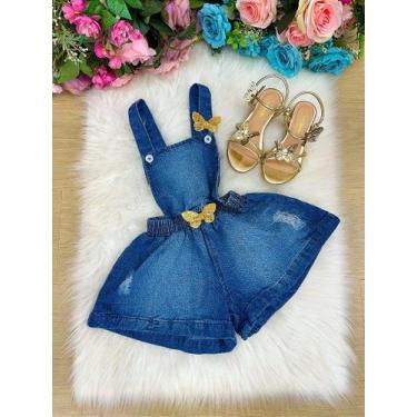 Imagem de Jardineira Blogueirinha Jeans Elo - Confeccionada em Algodão, Dark blu