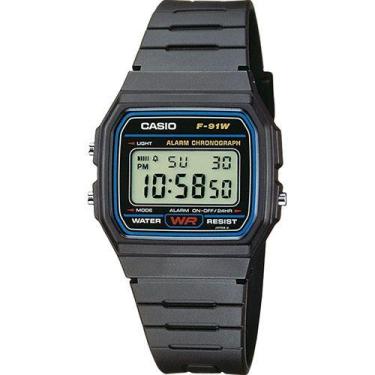 Imagem de Relógio Masculino Casio Digital Esportivo F-91W, Preto