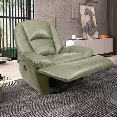 Imagem de Poltrona do Papai Sala de Cinema Carrie Reclinável Retrátil Manual Glider Giratória Couro Cinza Manchado G40 - Gran Belo