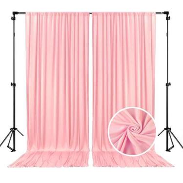 Imagem de Cortina de fundo ZEBMOON rosa rosa 3m x 3m para decoração de festa
