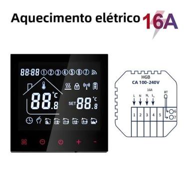 Imagem de Termostato Inteligente WiFi Controlador De Temperatura Tuya Smart Life
