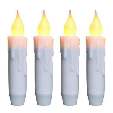 Imagem de Velas cônicas sem chama CVHOMEDECO LED Drip Timer branco 12 cm - CVHOM