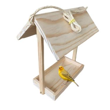 Imagem de Casinha de Passarinho em Madeira Pinus, Comedouro para Pássaros Livres