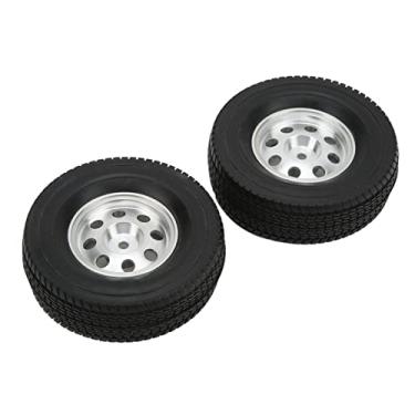 Imagem de Phefop Conjunto de Aro de Pneu de Carro RC, Borracha e Liga de Alumínio, Tração e Estabilidade Aprimoradas, Adequado para Trator Tamiya 1/14 e Carros RC de Reboque