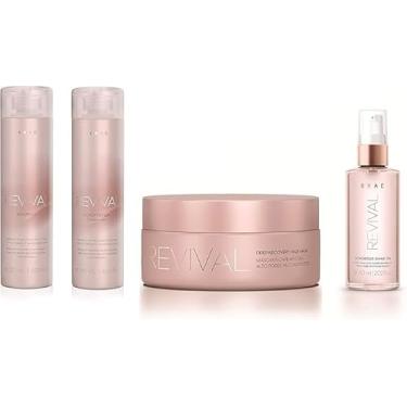 Imagem de Kit Braé Revival - Shampoo, Condicionador, Máscara e Óleo - Tratamento Capilar Profissional para Reconstrução e Brilho