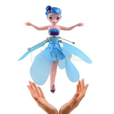Imagem de Boneco Princesa Aerocraft Fada Voadora Azul 19Cm C/ Luz