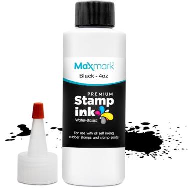 Imagem de Tinta de refil premium MaxMark para carimbos de auto-tinta e pastilhas de carimbo – 118 ml, Preto