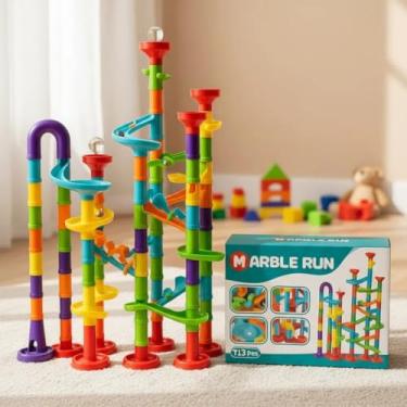 Imagem de Brinquedo Blocos De Montar Infantil Educativo Didático Pista Tubo Labirinto Com 113 Peças Aprendizado Criatividade E Diversão Em Cada Montagem