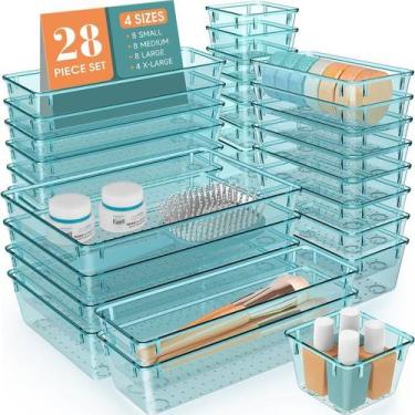Imagem de Conjunto organizador de gavetas WOWBOX 28 unidades de plástico transpa