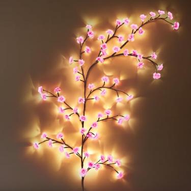 Imagem de Glooglitter 1 conjunto de luzes de videira de salgueiro encantado de cerejeira 15 pés 72 LED decoração de Natal flor de cerejeira ramo de árvore cordão de luzes presente para parede quarto lareira