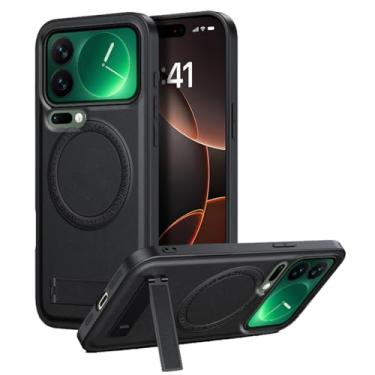 Imagem de LYJSMGZ Capa magnética para Xiaomi 17 Pro Max/17 Pro/17, capa fina à prova de choque suporta carregamento sem fio, capa de couro, preta, 17