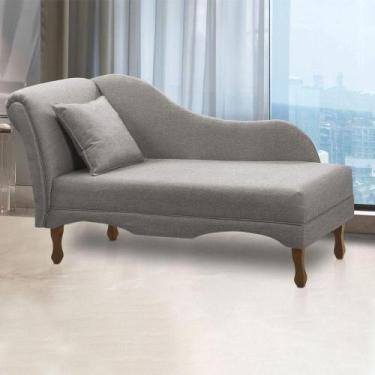 Imagem de Divã Recamier Pés Retrô Medelin 150cm Linho E03 - D'rossi Cinza