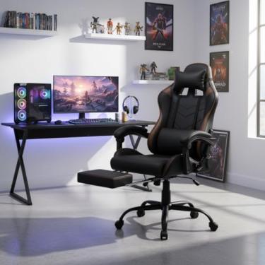 Imagem de Cadeira Gamer BlackMamba Ergonômica com Inclinação e Apoio para Pernas Preta