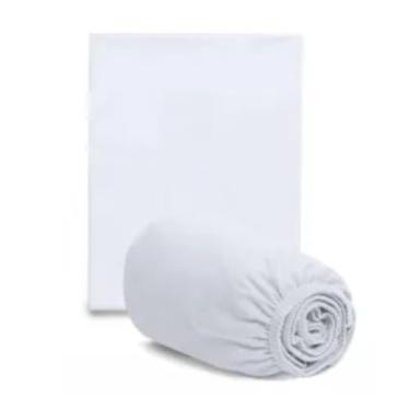 Imagem de Lençol de Berço Americano Para Bebê, em Malha 100% Algodão, com Elástico, Hipoalergênico, 160x98x12cm, Disponível em Kit 3 Peças ou Avulso (Branco, 1 Lençol)