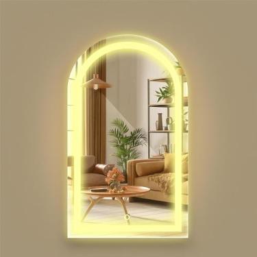 Imagem de Espelho Oval Meio Corpo Jateado Com Led Decorativo Lapidado 50x80 50x9