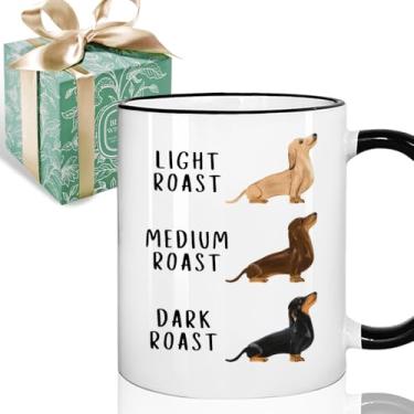 Imagem de Presente engraçado de dachshund para mães de cães Weiner, presentes de mordaça assada Wiener para donos de cães, amantes de dachshund, presente engraçado para pais de animais de estimação caneca de