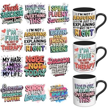 Imagem de Elewins Envelopes de copo UV DTF - 12 peças de papel de transferência de copo - removível - papéis de transferência UV DTF DIY para copos de caneca, caderno e superfícies lisas (engraçado-sarcástico)