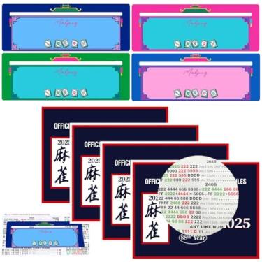 Imagem de 4 Pcs Mahjon Cards 2025 Gift Set with 4 Pcs Mahjon Line Finder - Official Scoring Tool for Tournaments | Foldable Card & Acrylic Reader Bundle for Players